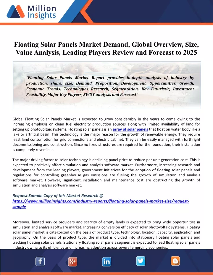 floating solar panels market demand global