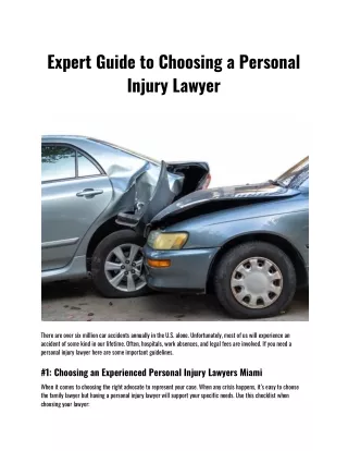 Expert Guide to Choosing a Personal Injury Lawyer