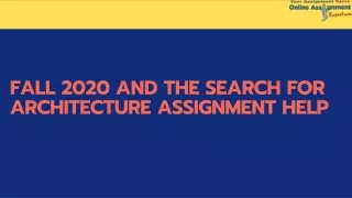 fall 2020 and the search for architecture