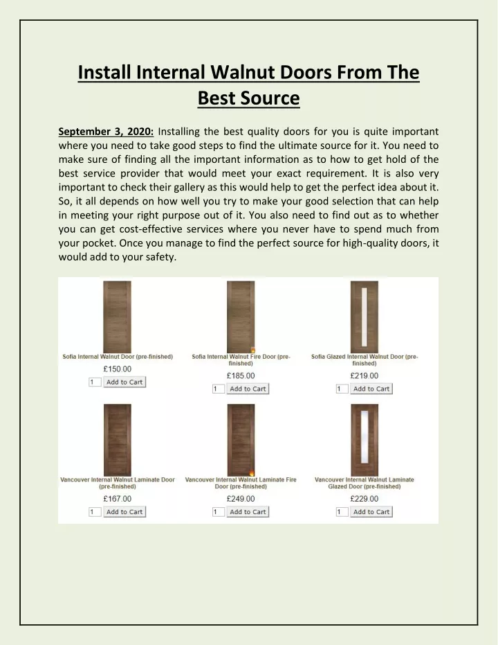 install internal walnut doors from the best source