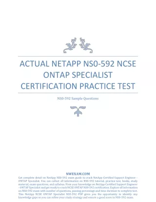 actual netapp ns0 592 ncse ontap specialist
