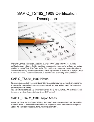 sap c ts462 1909 certification description
