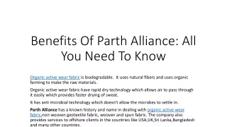Benefits of Parth Alliance Fabrics.
