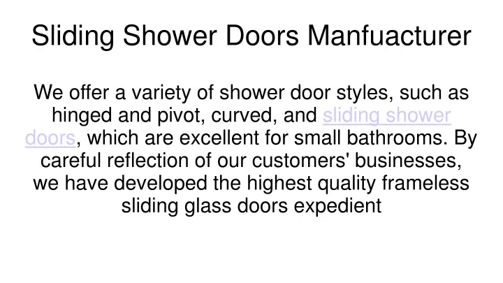 sliding shower doors manfuacturer