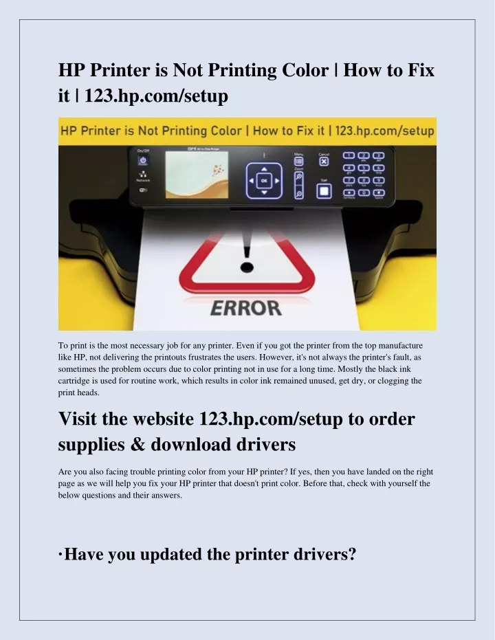 hp printer is not printing color