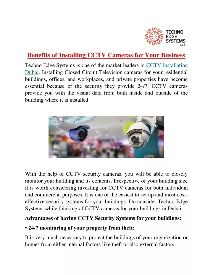 benefits of installing cctv cameras for your