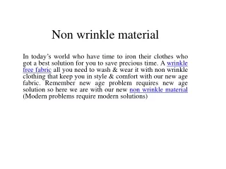 Non Wrinkle material