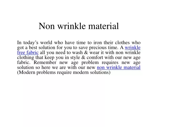 non wrinkle material