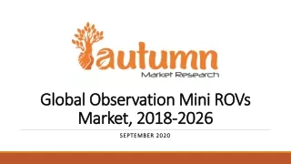 Global Observation Mini ROVs Market, 2018-2026