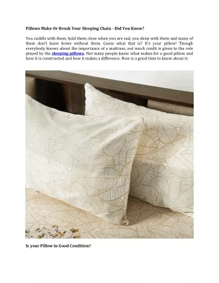 pillows make or break your sleeping chain
