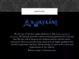 Ashayein- Best Platform to Find Home Tuition
