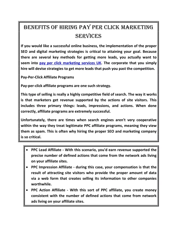 benefits of hiring pay per click marketing