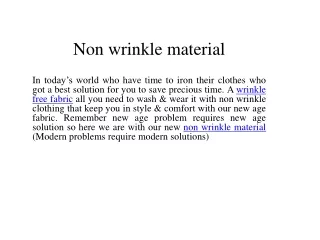 non wrinke fabric