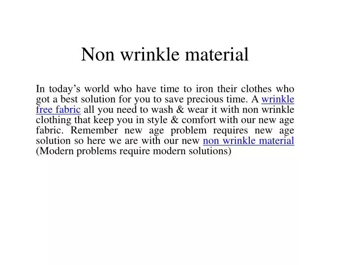 non wrinkle material fabric remember