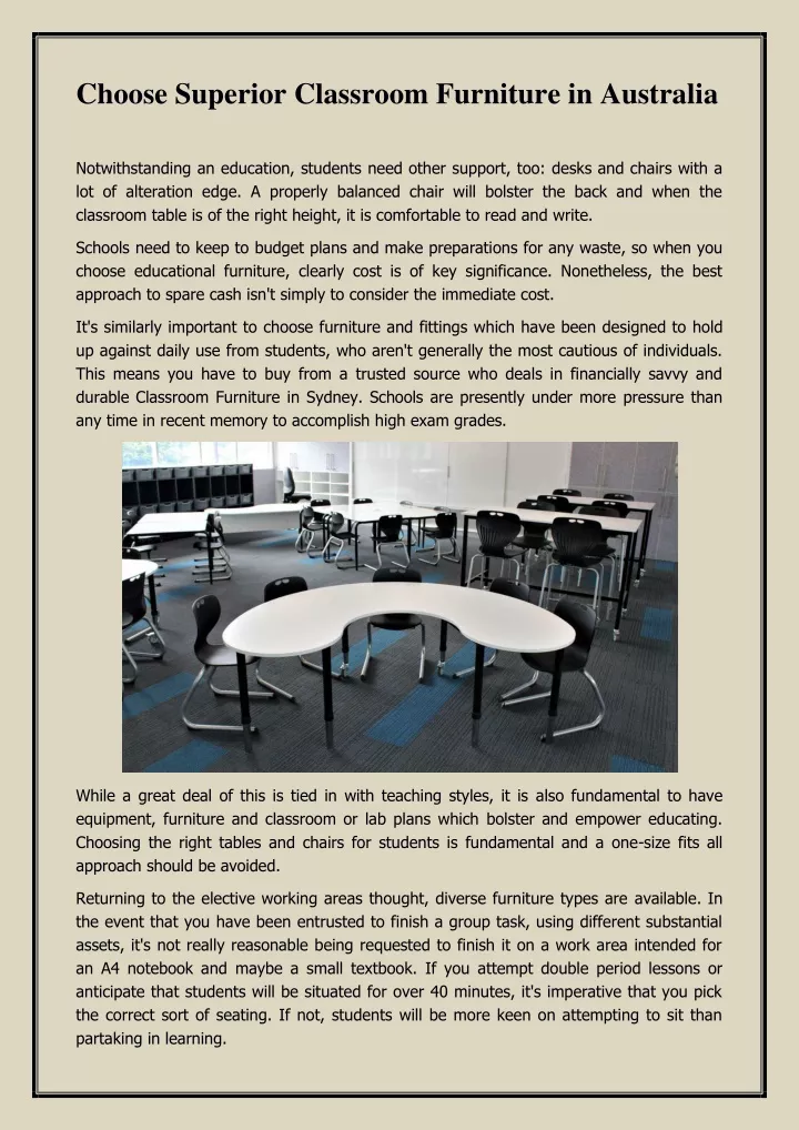 choose superior classroom furniture in australia