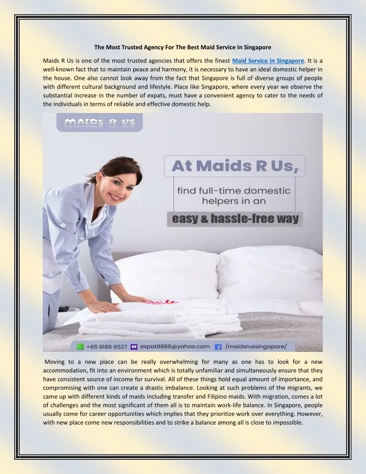 the most trusted agency for the best maid service