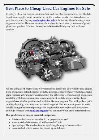 Best Place to Cheap Used Car Engines for Sale