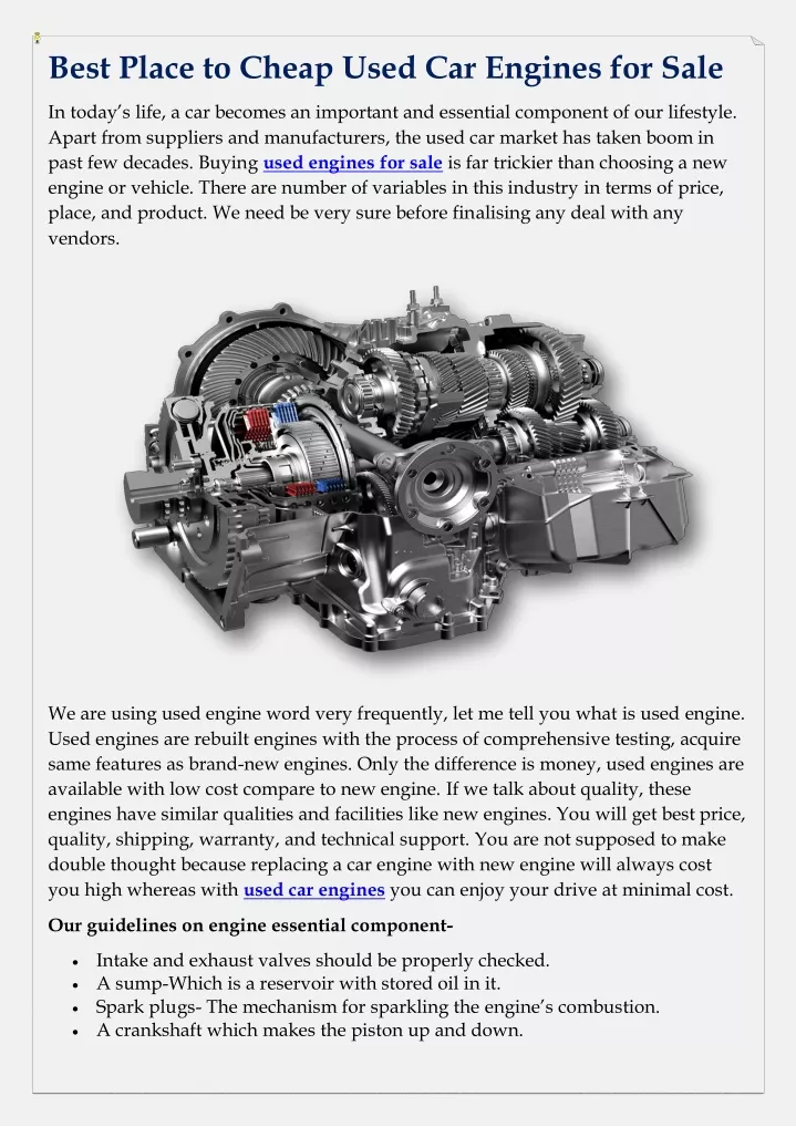 best place to cheap used car engines for sale