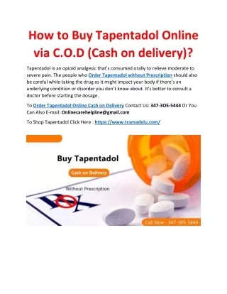 how to buy tapentadol online via c o d cash