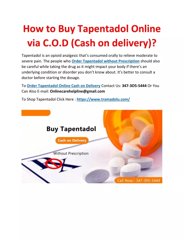 how to buy tapentadol online via c o d cash