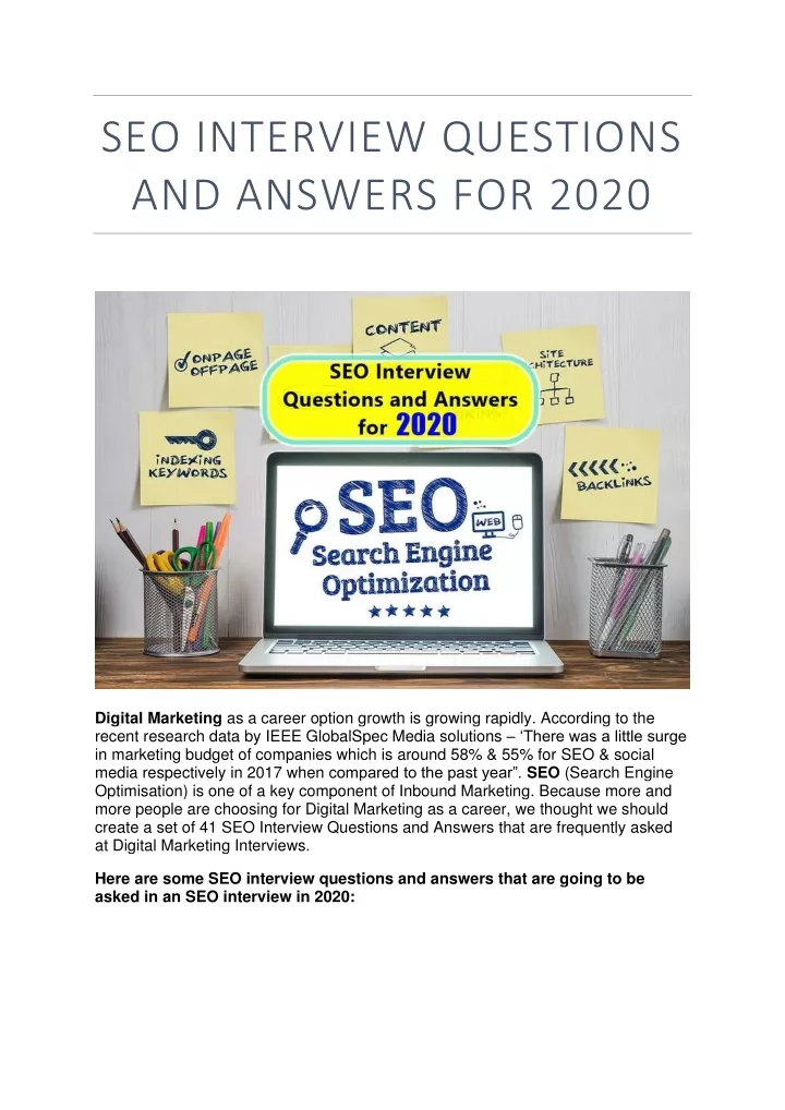seo interview questions and answers for 2020