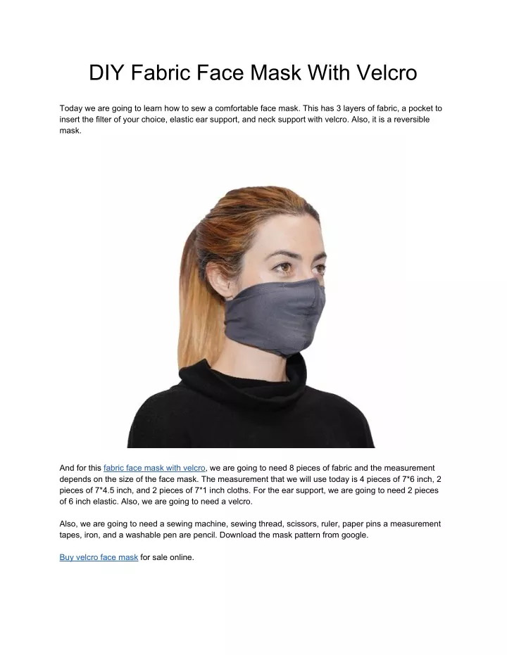 diy fabric face mask with velcro