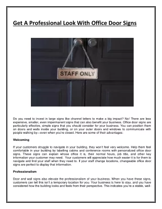 get a professional look with office door signs