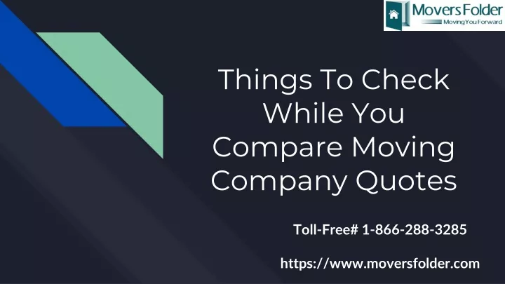 things to check while you compare moving company quotes
