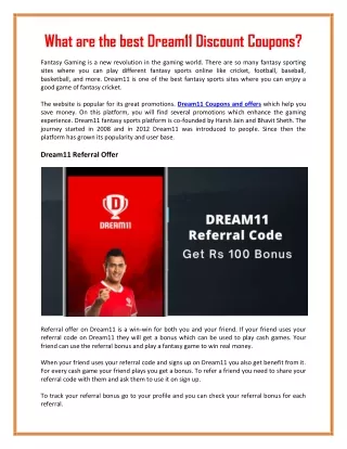 What are the best Dream11 Discount Coupons?