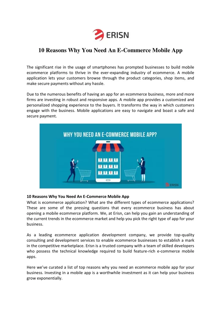 10 reasons why you need an e commerce mobile app