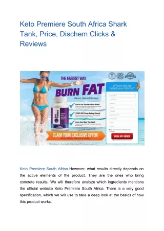 Keto Premiere South Africa Shark Tank, Price, Dischem Clicks & Reviews