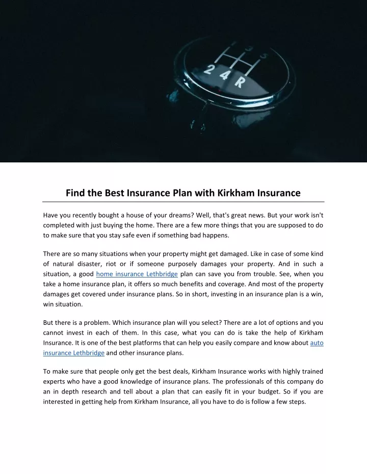 find the best insurance plan with kirkham