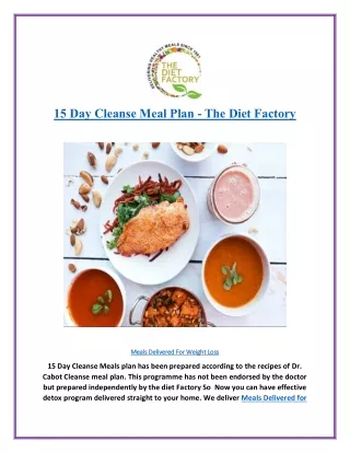 15 Day Cleanse Meal Plan - The Diet Factory