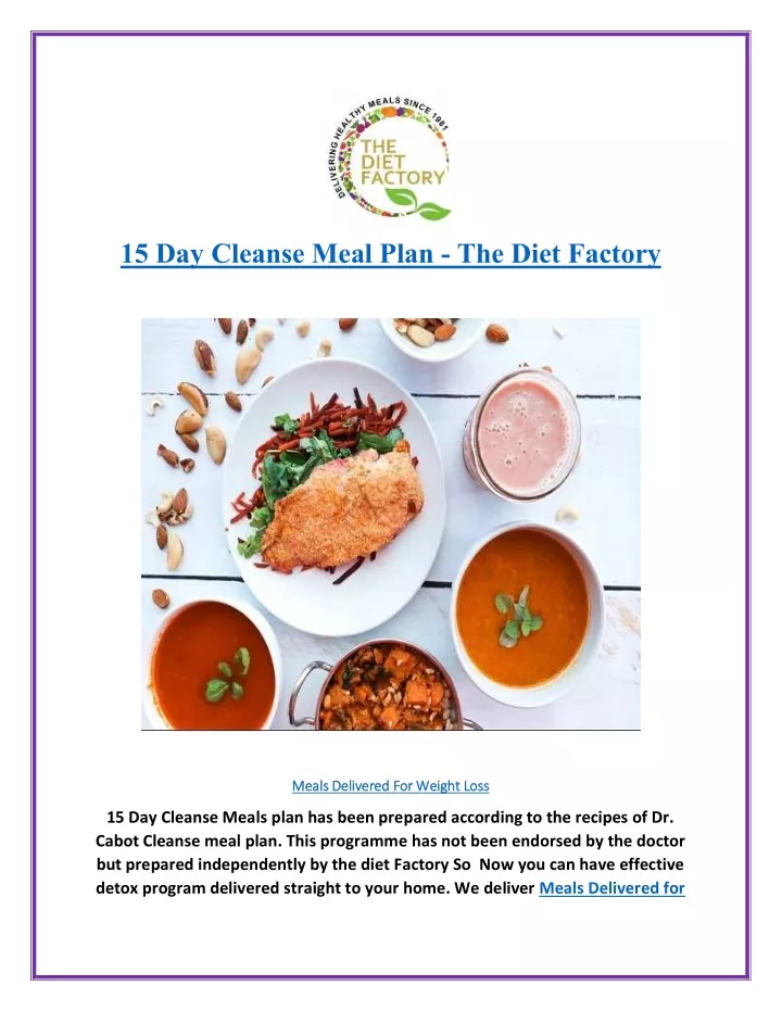 15 day cleanse meal plan the diet factory