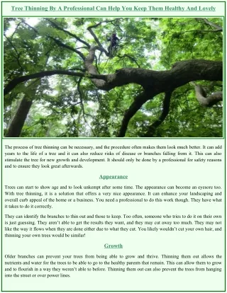 tree thinning by a professional can help you keep