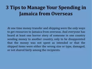 3 Tips to Manage Your Spending in Jamaica from Overseas