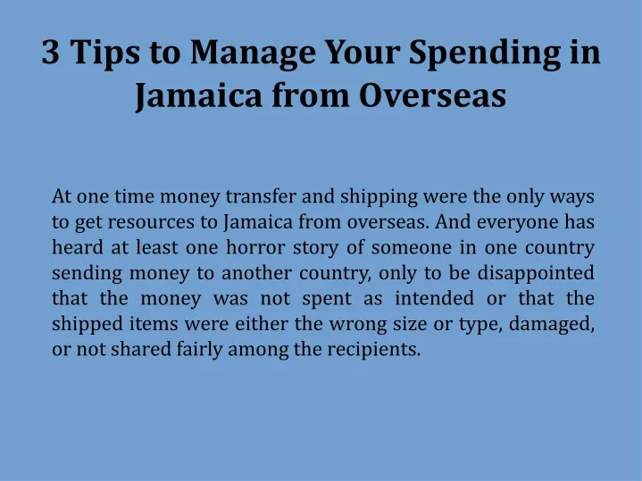 3 tips to manage your spending in jamaica from overseas