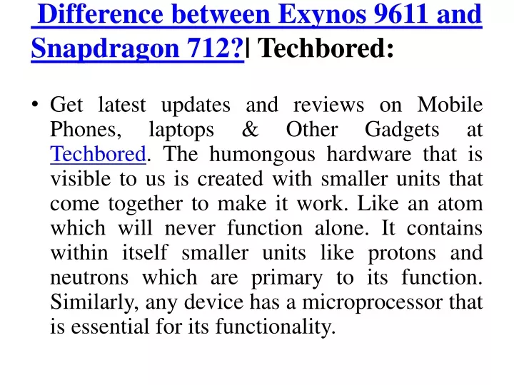 difference between exynos 9611 and snapdragon 712 techbored