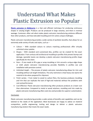 understand what makes plastic extrusion so popular