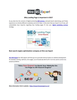 why landing page is important in seo
