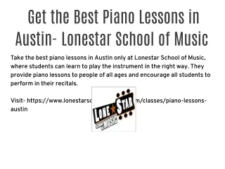 Get the Best Piano Lessons in Austin-  Lonestar School of Music