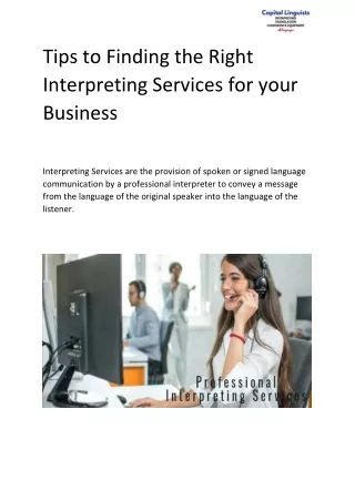 Right Interpreting Services for your Business