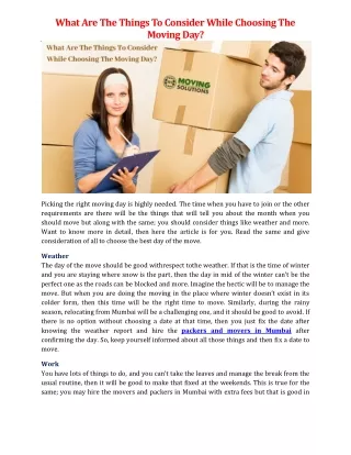 what are the things to consider while choosing
