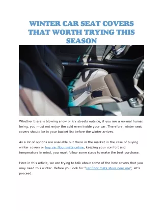 winter car seat covers that worth trying this