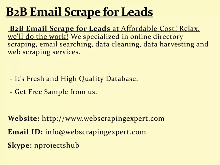 b2b email scrape for leads