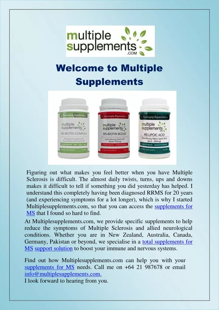 welcome to multiple supplements
