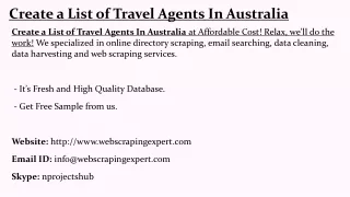 create a list of travel agents in australia