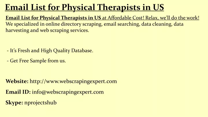 email list for physical therapists in us