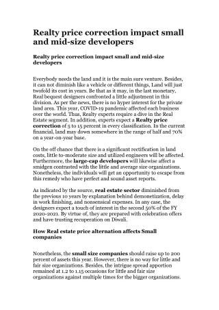 realty price correction impact small and mid size