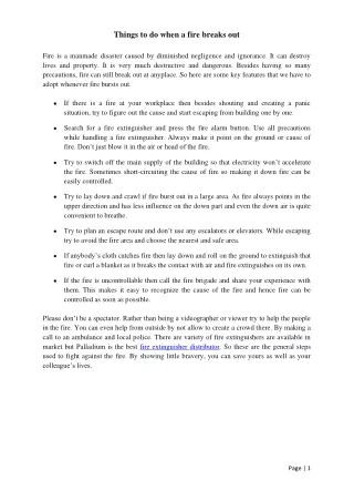 things to do when a fire breaks out